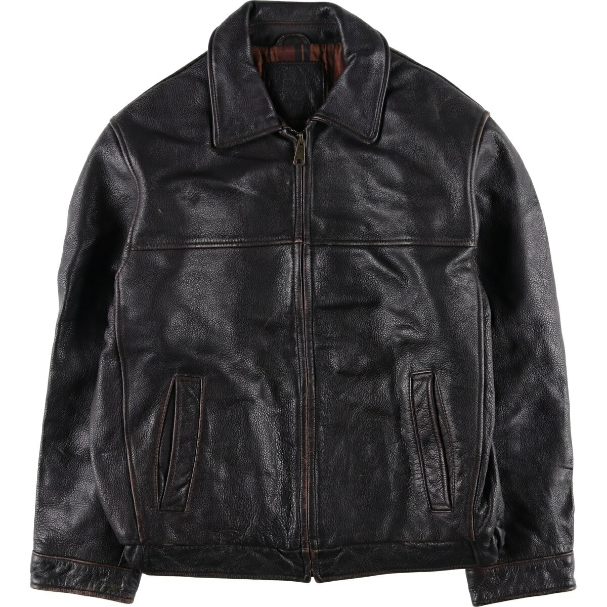 Leather Jacket - 古着 ドッカーズ DOCKERS 中綿入り スイングトップタイプ レザーブルゾン メンズM相当 /eaa563326 【中古】 【260116】 ブラウン系 春秋冬