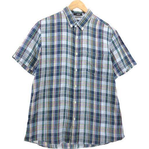 古着 ノードストローム NORDSTROM TRIM FIT チェック柄 半袖 リネン ボタンダウンシャツ メンズL相当 /eaa563506 【中古】 【250705】 古着 ノードストローム NORDSTROM TRIM FIT チェック柄 半袖 リネン ボタンダウンシャツ メンズL相当 /eaa563506 【中古】 【250705】