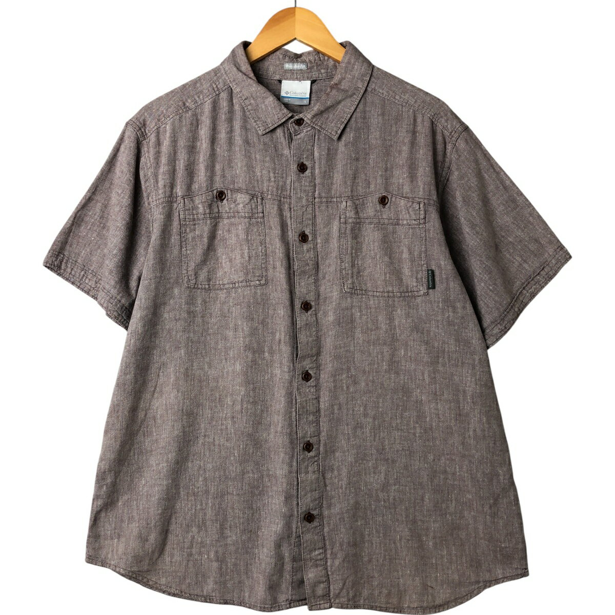 古着 コロンビア Columbia Regular Fit 半袖 ヘンプ×コットンシャツ メンズL相当 /eaa563512   【SS2606_30