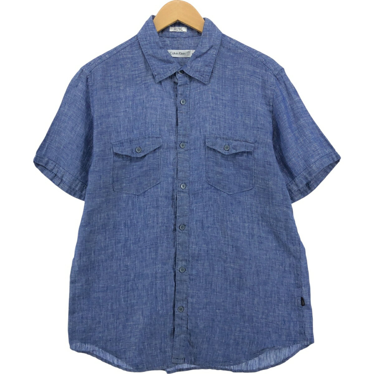 古着 00'S~ カルバンクライン Calvin klein 半袖 リネンシャツ メンズM相当 /eaa563514   【SS2606_30