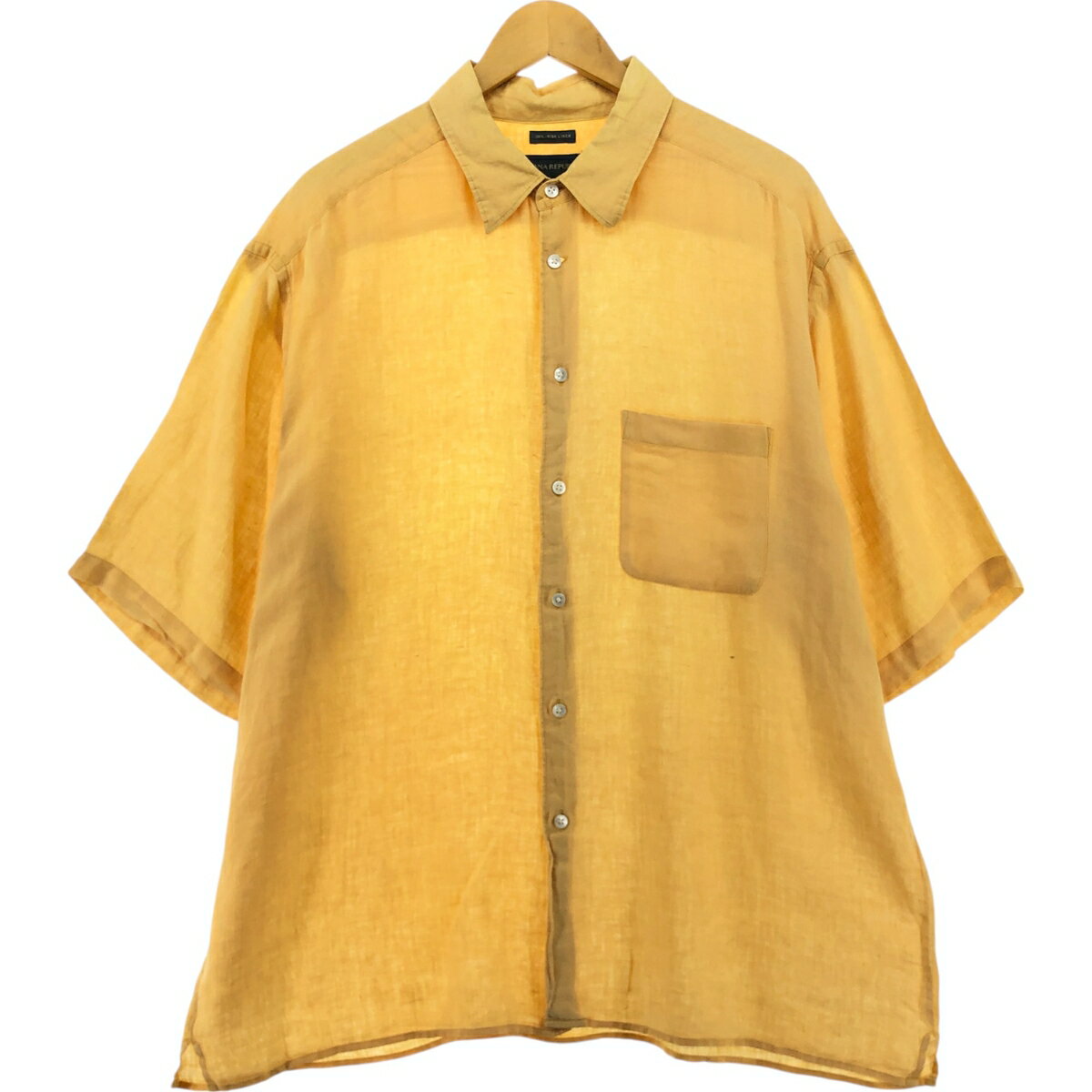 古着 00'S バナナリパブリック BANANA REPUBLIC 半袖 リネンシャツ ボックスシャツ メンズXL相当 /eaa563515   【SS2606_30