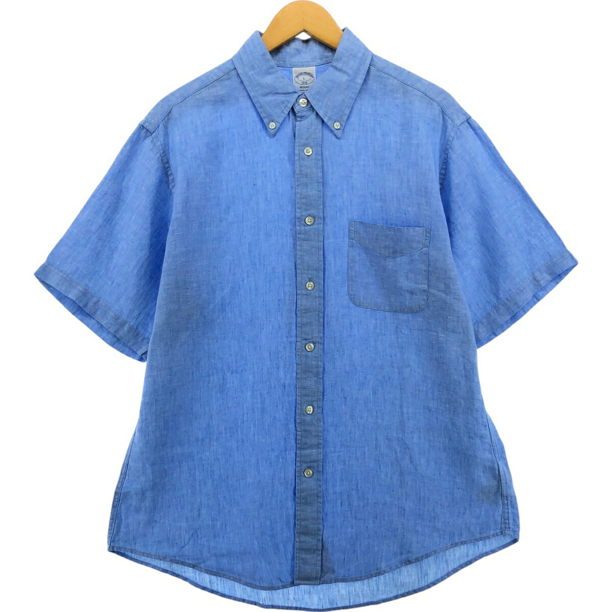 古着 ブルックスブラザーズ Brooks Brothers 1818 REGENT 半袖 リネン ボタンダウンシャツ メンズL相当 /eaa563519   【SS2606_30