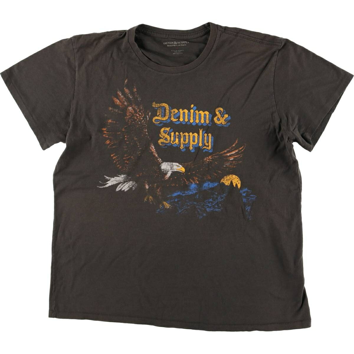 DENIM &amp; SUPPLY RALPH LAUREN デニム アンド サプライ ラルフローレン ワッペンロゴ クルーネックコットン半袖カットソー Tシャツ ホワイト×ブルー Denim & Supply Ralph Lauren - DENIM & SUPPLY RALPH LAUREN デニム