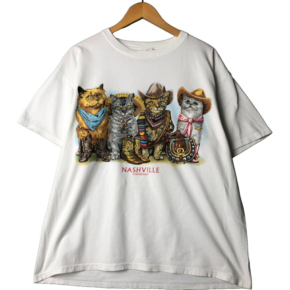 古着 アンビル Anvil ネコ柄 アニマルTシャツ メンズXL相当/eaa563667 【中古】 【250803】 ホワイト系 春夏秋