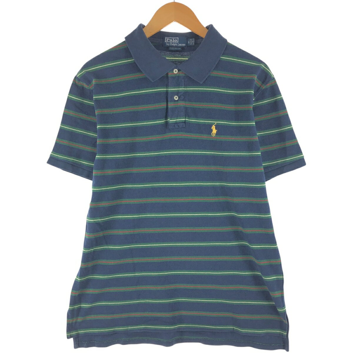 古着 ラルフローレン Ralph Lauren POLO by Ralph Lauren CUSTOM FIT 半袖 ボーダー ポロシャツ メンズXL相当 /eaa563879 【中古】 【250707】