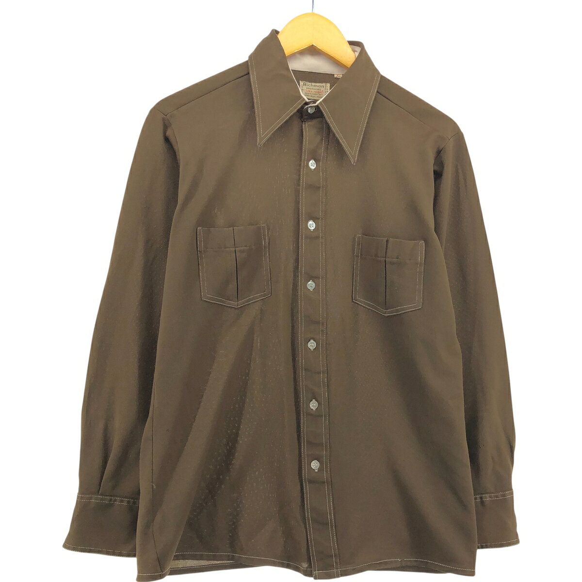 古着 70~80 039 S リッチマンブラザーズ Richman BROTHERS 長袖 ポリシャツ ボックスシャツ メンズL相当 ヴィンテージ /eaa564491 【中古】 【250714】 【SS2603_30】