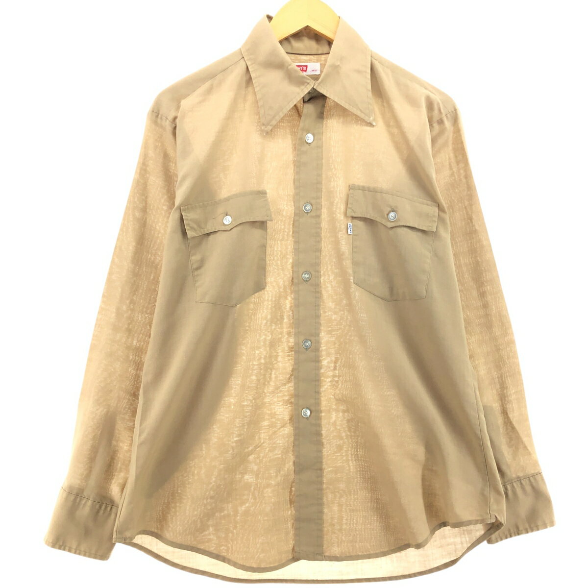 古着 70'S リーバイス Levi's 長袖 シャツ メンズL相当 ヴィンテージ /eaa564492 【中古】 【250714】 【SS2603_10】 ベージュ系 春夏秋冬