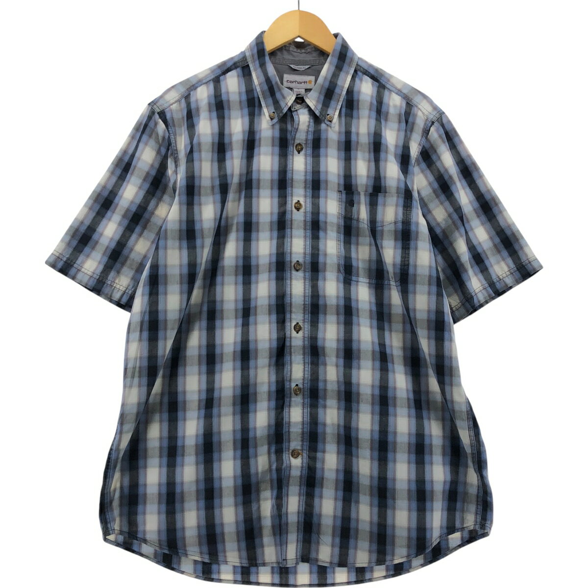 Rakuten - 古着 カーハート Carhartt RELAXED FIT チェック柄 ボタンダウン 半袖 ワークシャツ メンズL相当 /eaa564754 【中古】 【250706】