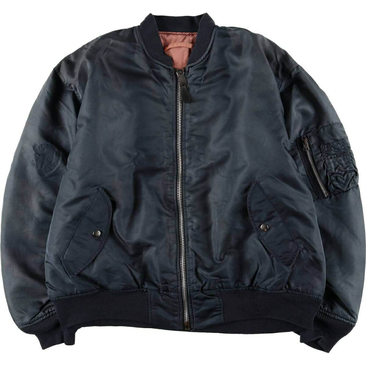 古着　ヴィンテージ　ma1 ネイビー　希少 ALPHA VINTAGE ブルーMA-1 サイズ：M Made in USA : OutDoor