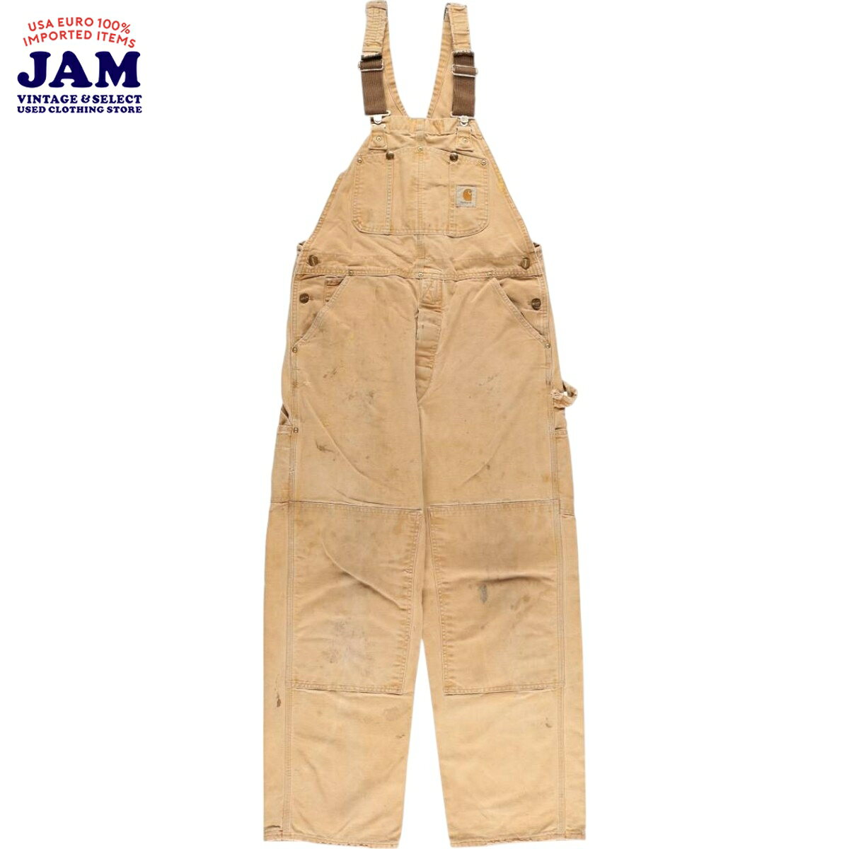 古着 カーハート Carhartt ダブルニー ダック オーバーオール メンズw34相当 /eaa565024 【中古】 【250708】 【SS2606_10 ブラウン系 春夏秋冬
