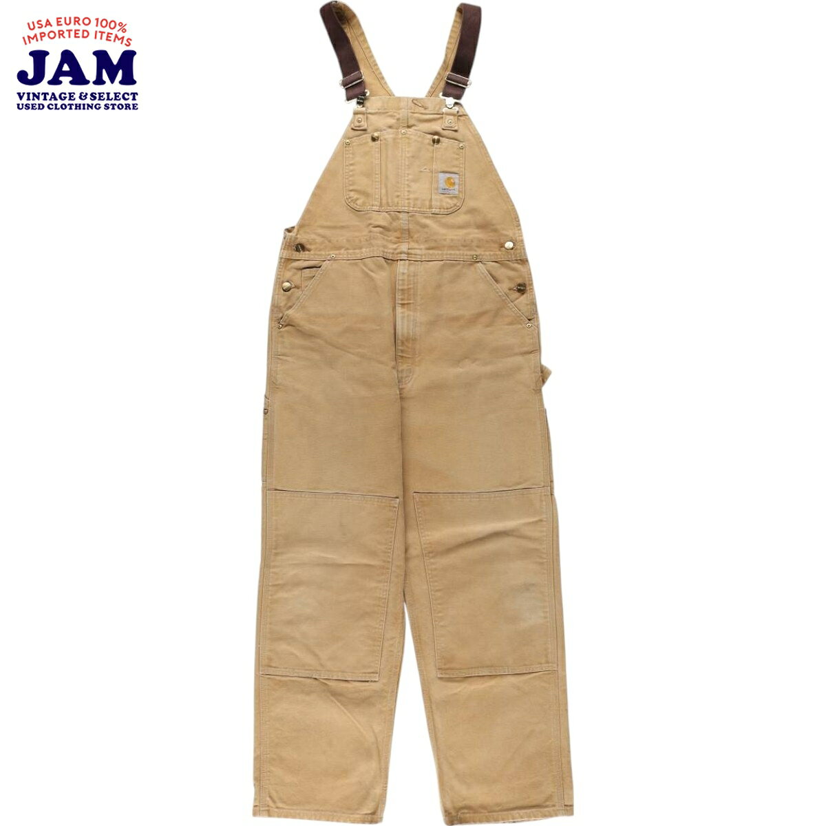 古着 カーハート Carhartt ダブルニー ダック オーバーオール メンズw37相当 /eaa565033 【中古】 【250707】 【SS2606_10 イエロー系 春夏秋冬