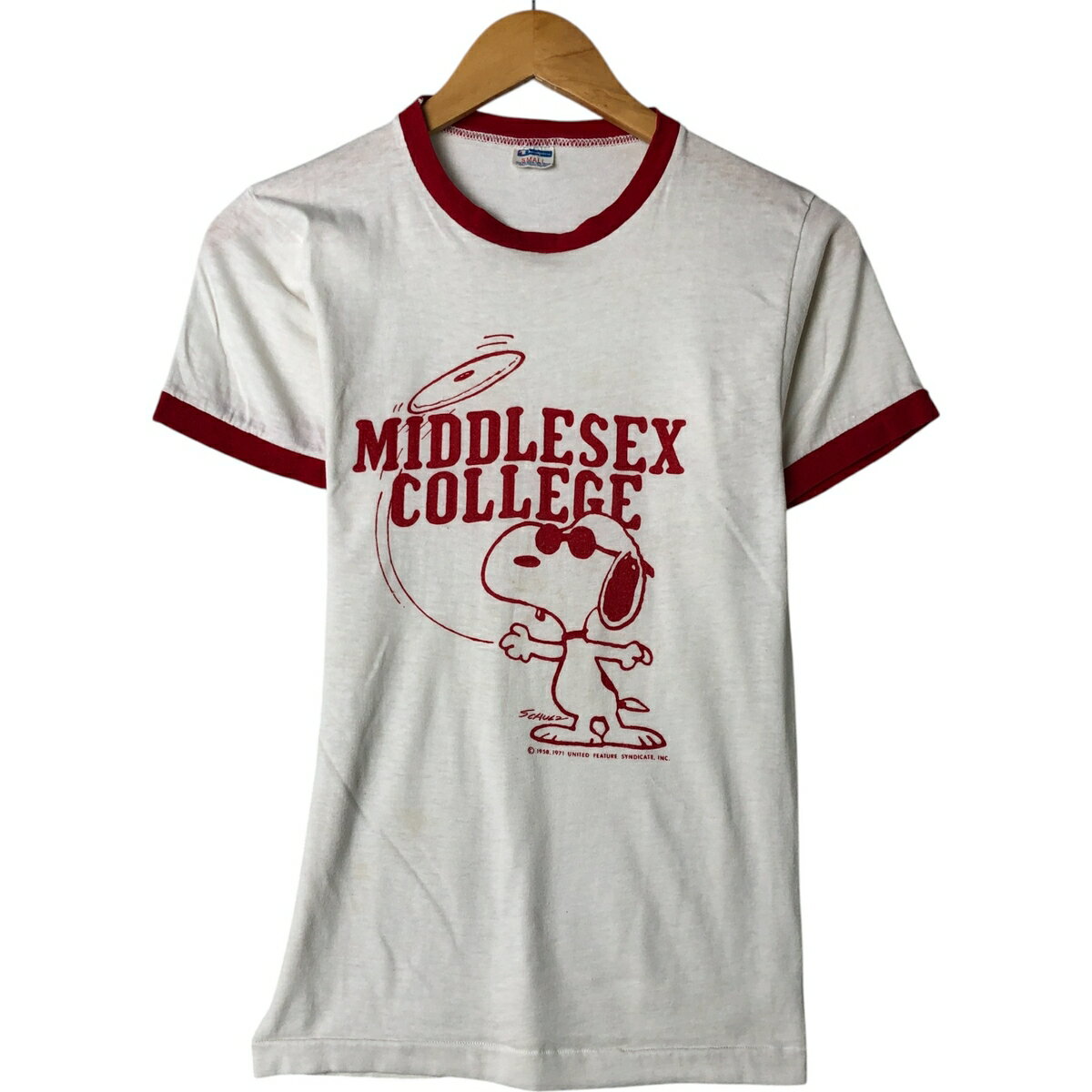 古着 70S チャンピオン Champion バータグ SNOOPY スヌーピー リンガーT キャラクタープリントTシャツ...