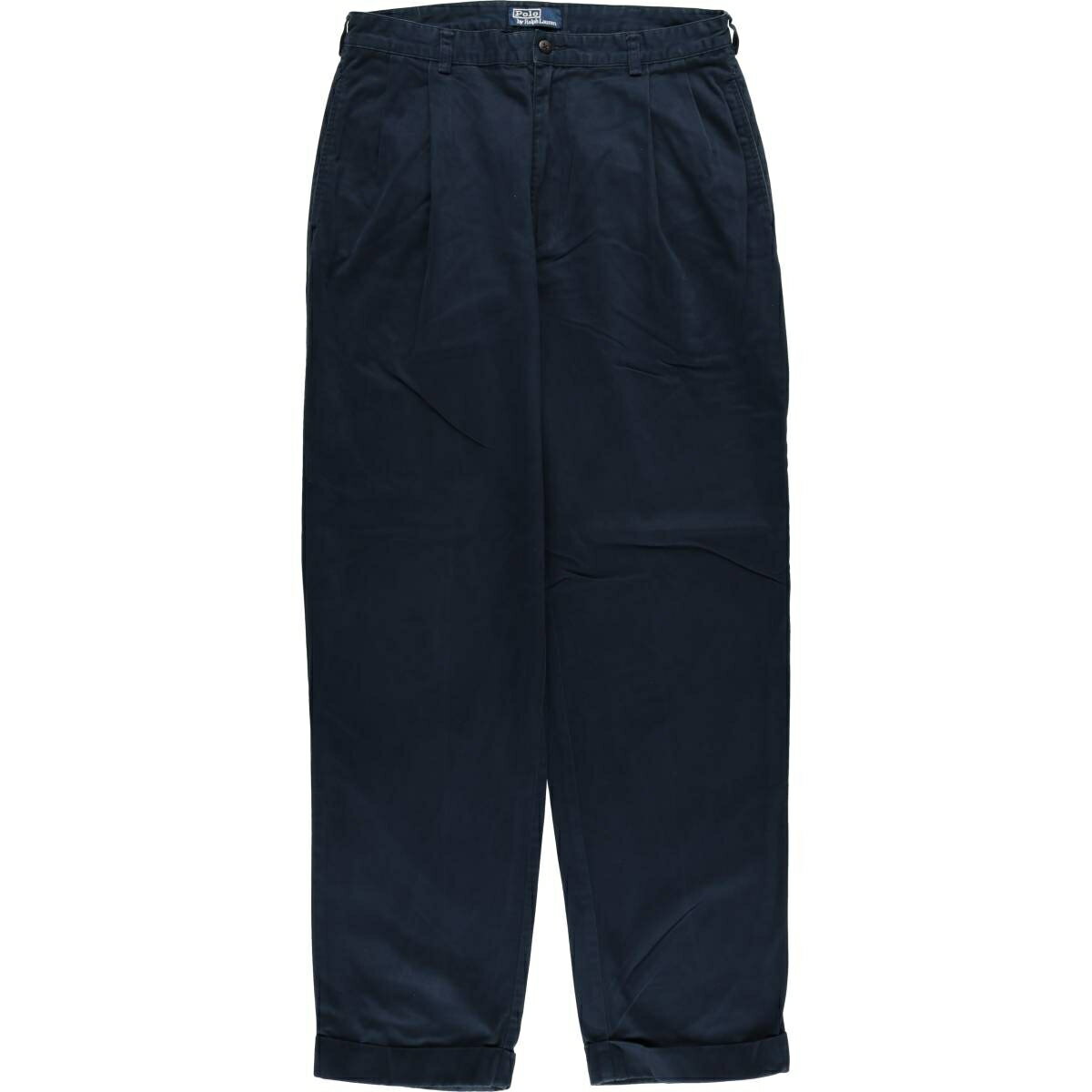 古着 ラルフローレン Ralph Lauren POLO by Ralph Lauren ツータック チノパンツ メンズw34相当 /eaa565678 【中古】 【250712】 【SS2603_10】 ネイビー系 春夏秋冬