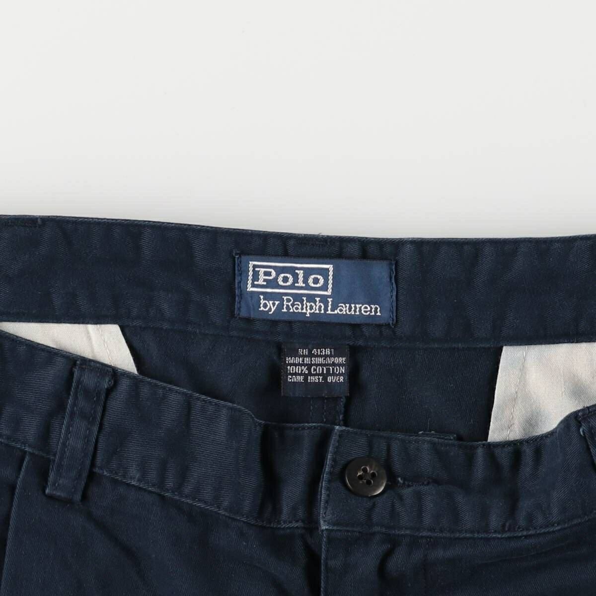 古着 ラルフローレン Ralph Lauren POLO by Ralph Lauren ツータック チノパンツ メンズw34相当 /eaa565678 【中古】 【250712】 【SS2603_10】 ネイビー系 春夏秋冬 3