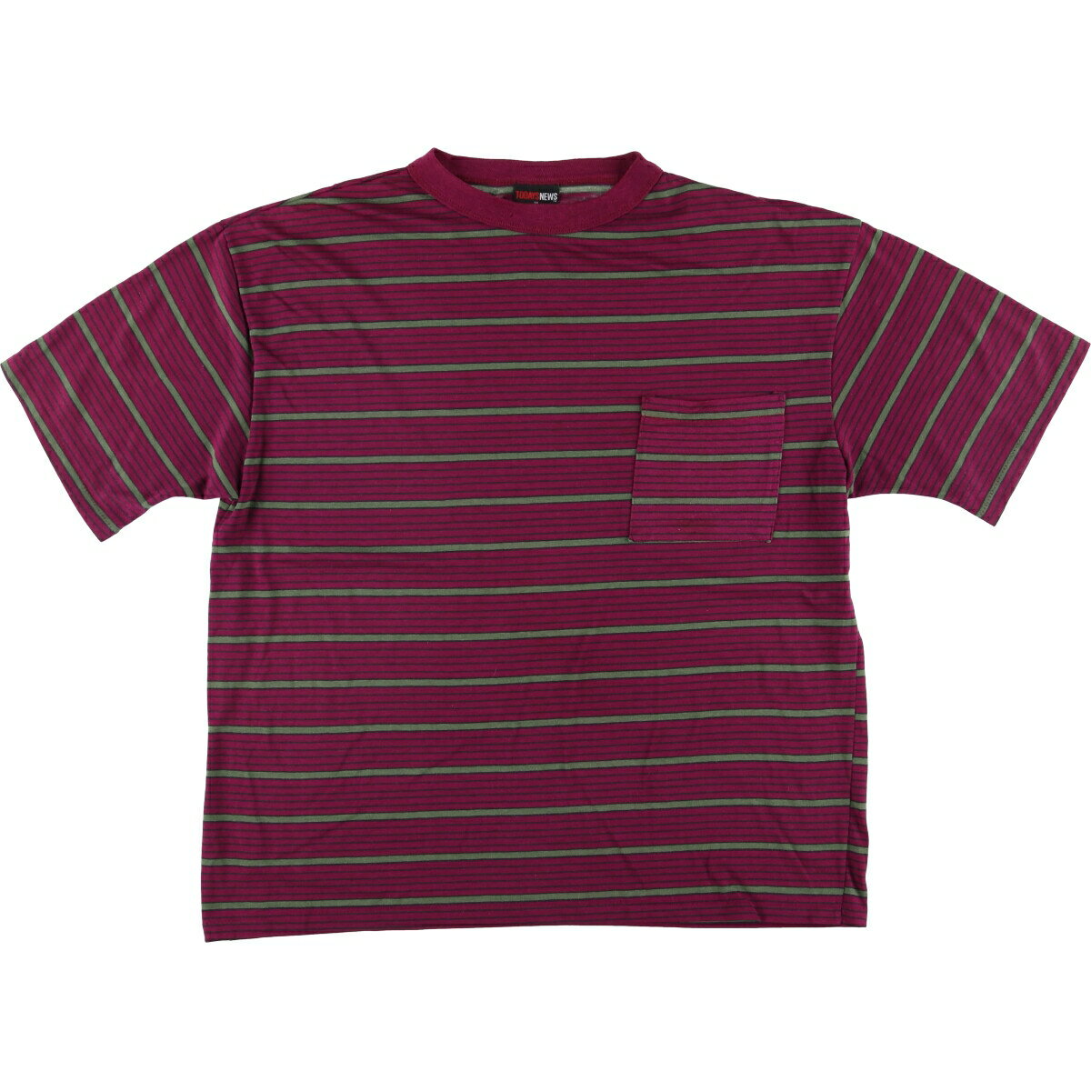 古着 90'S トゥデイズ ニュース TODAYS NEWS ボーダーポケットTシャツ USA製 メンズXL相当 ヴィンテージ /eaa565787 【中古】 【250727】