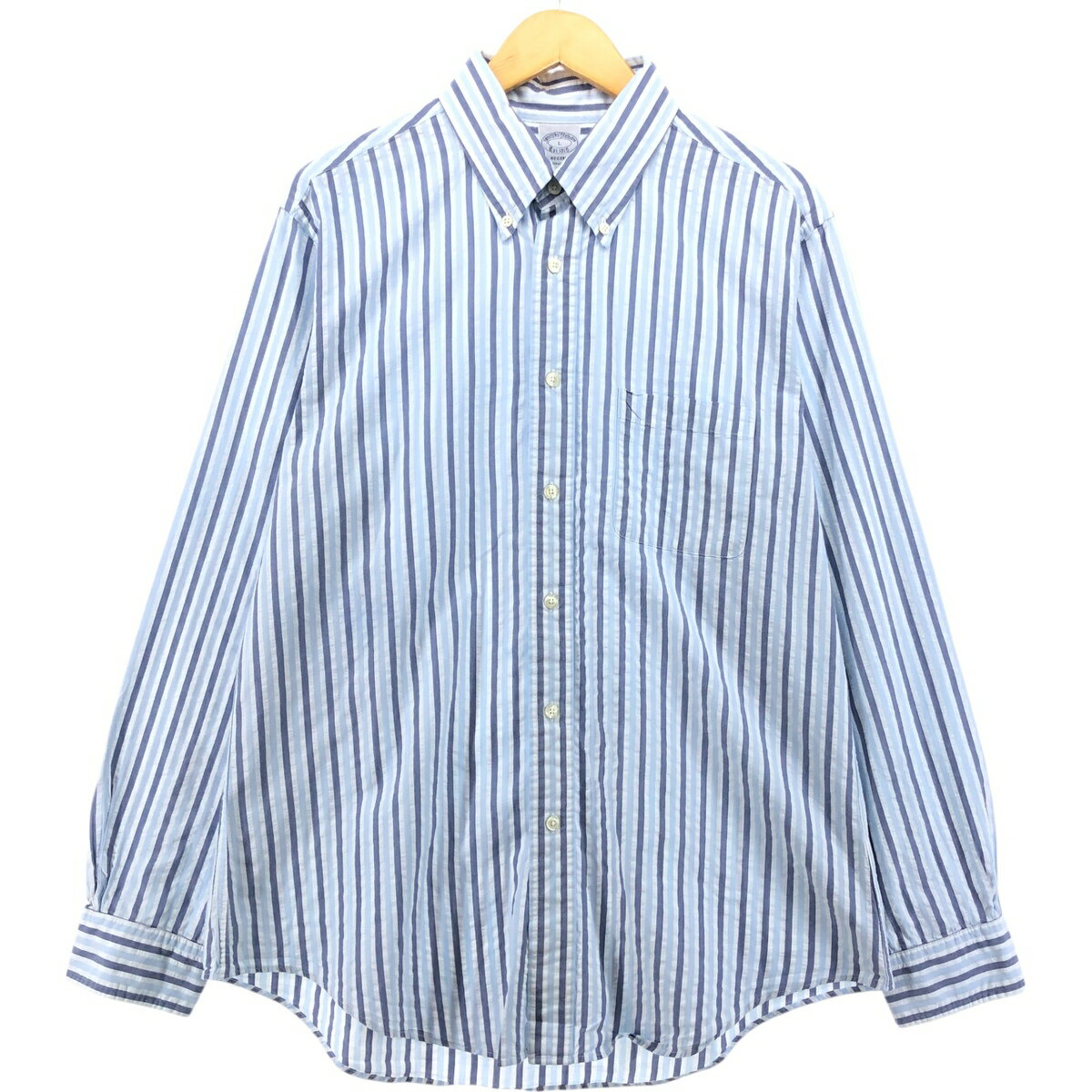 樂天商城 - 古着 ブルックスブラザーズ Brooks Brothers Est.1818 シアサッカー 長袖 ボタンダウンストライプシャツ メンズL相当 /eaa566030 【中古】 【250713】 【ADEL/アデル】 【SS2606_30