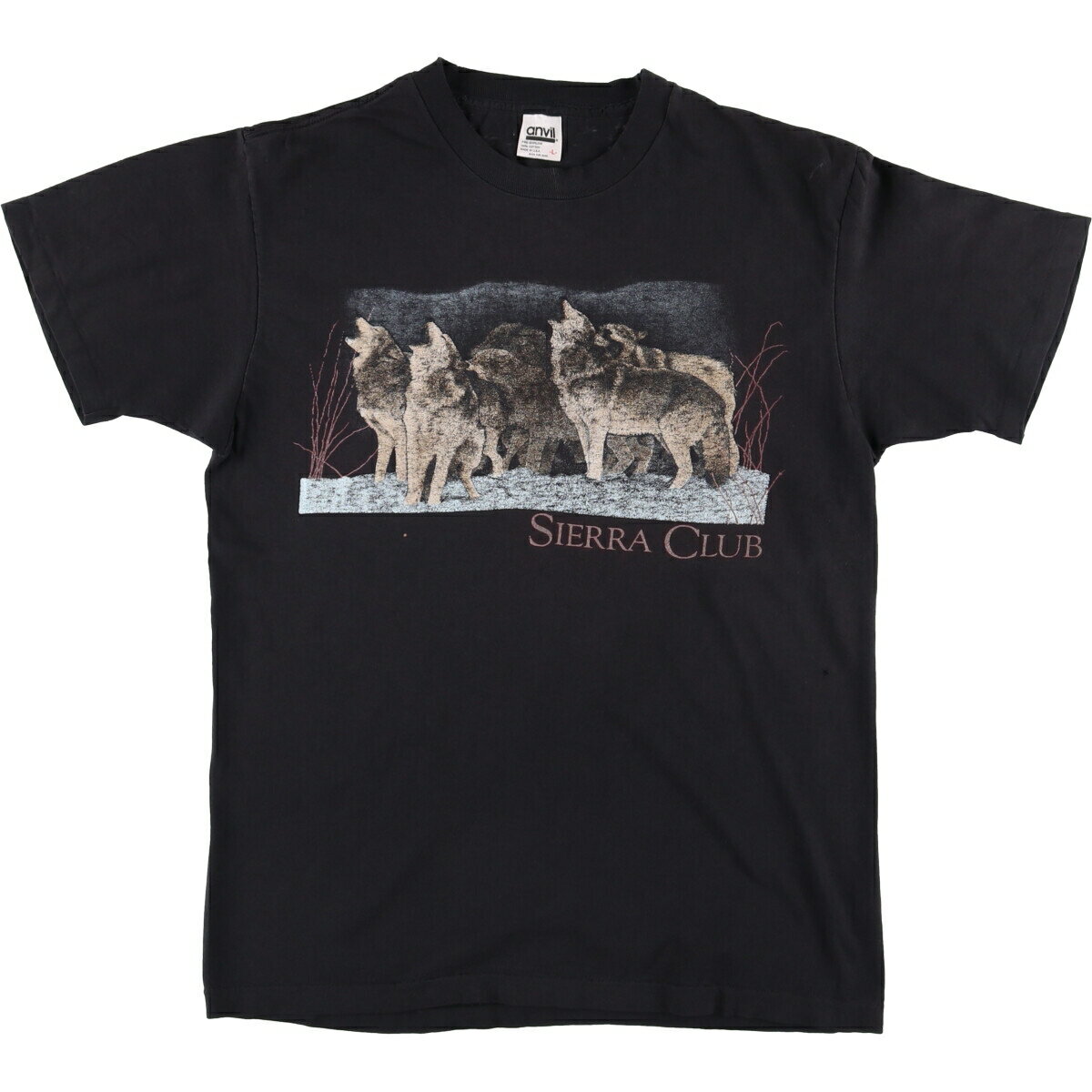 古着 90'S アンビル Anvil オオカミ柄 アニマルTシャツ USA製 メンズL相当 ヴィンテージ /eaa566190 【中古】 【250712】 ブラック系 春夏秋