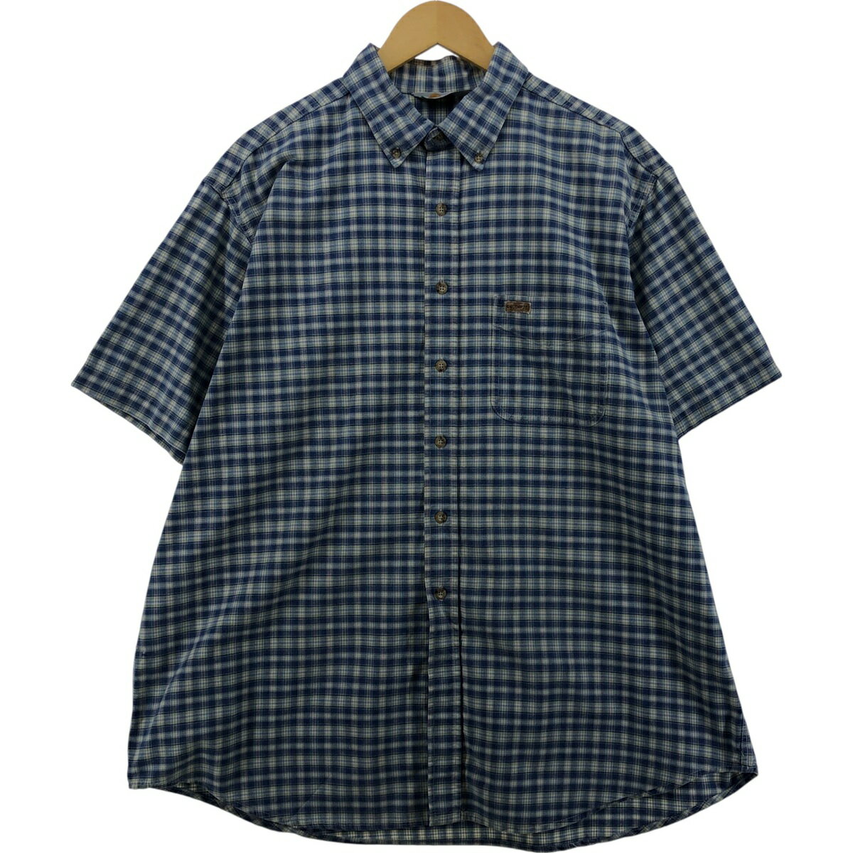 Work Shirt - 古着 カーハート Carhartt チェック柄 ボタンダウン 半袖 ワークシャツ メンズXXL相当 /eaa566222 【中古】 【250713】 ブルー系 春夏