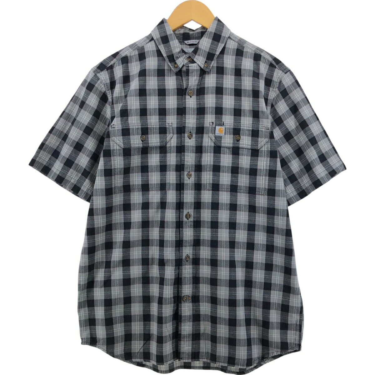 Rakuten - 古着 カーハート Carhartt RELAXED FIT チェック柄 ボタンダウン 半袖 ワークシャツ メンズM相当 /eaa566224 【中古】 【250713】