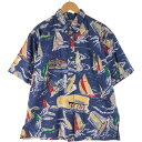 古着 90'S レインスプーナー REYNSPOONER 水着タグ ビキニタグ 総柄 プルオーバー ボタンダウン ハワイアンアロハシャツ ボックスシャツ ハワイ製 メンズXL相当 ヴィンテージ/eaa566238 【中古】 【250712】