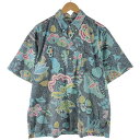 古着 90'S レインスプーナー REYNSPOONER 水着タグ ビキニタグ 総柄 花柄 プルオーバー ボタンダウン ハワイアンアロハシャツ ボックスシャツ ハワイ製 メンズXL相当 ヴィンテージ /eaa566246 【中古】 【250712】