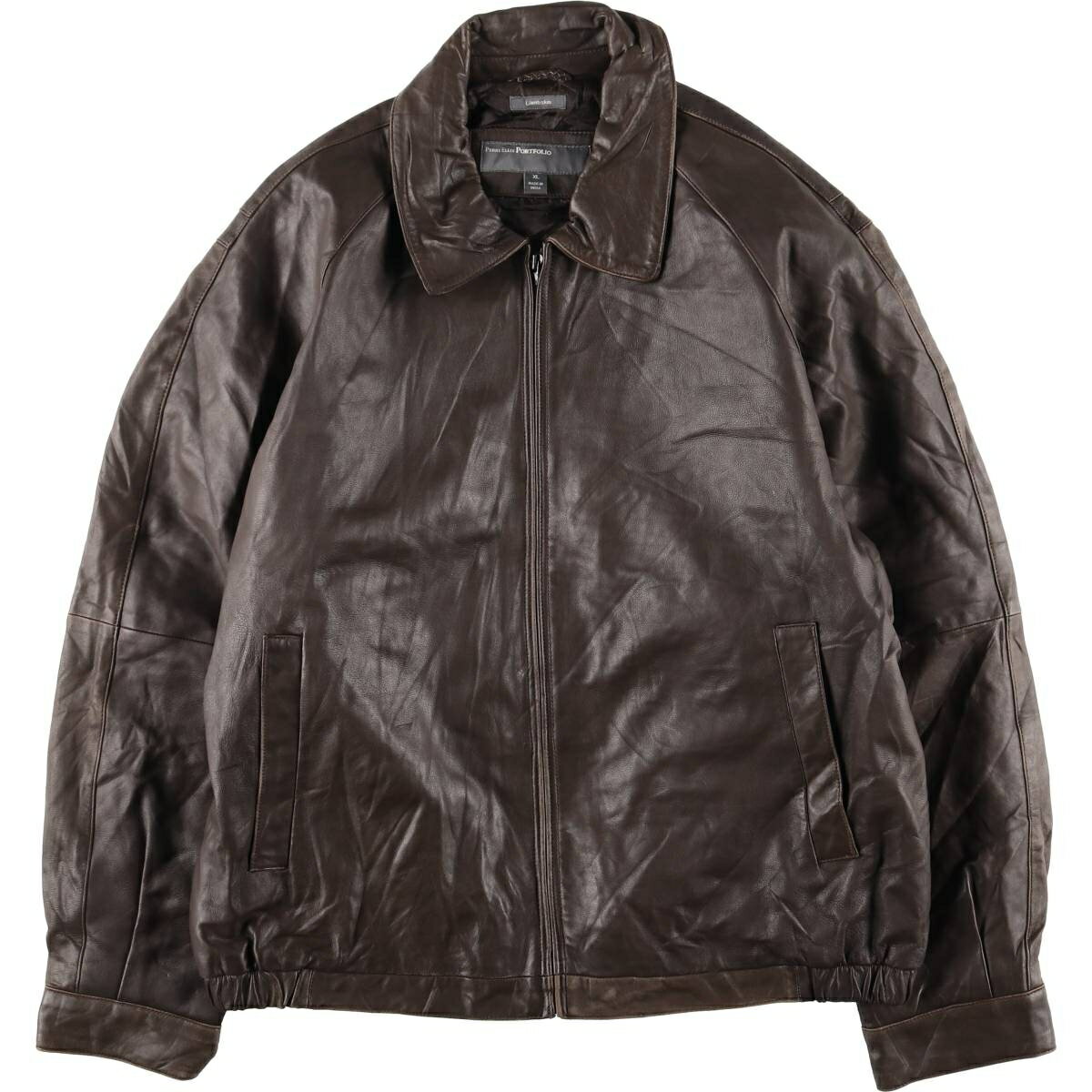 Rakuten - 古着 ペリーエリス PERRY ELLIS PORTFOLIO スイングトップタイプ 中綿入り レザーブルゾン メンズXL相当 /eaa566345 【中古】 【260117】 【SS2606_10】