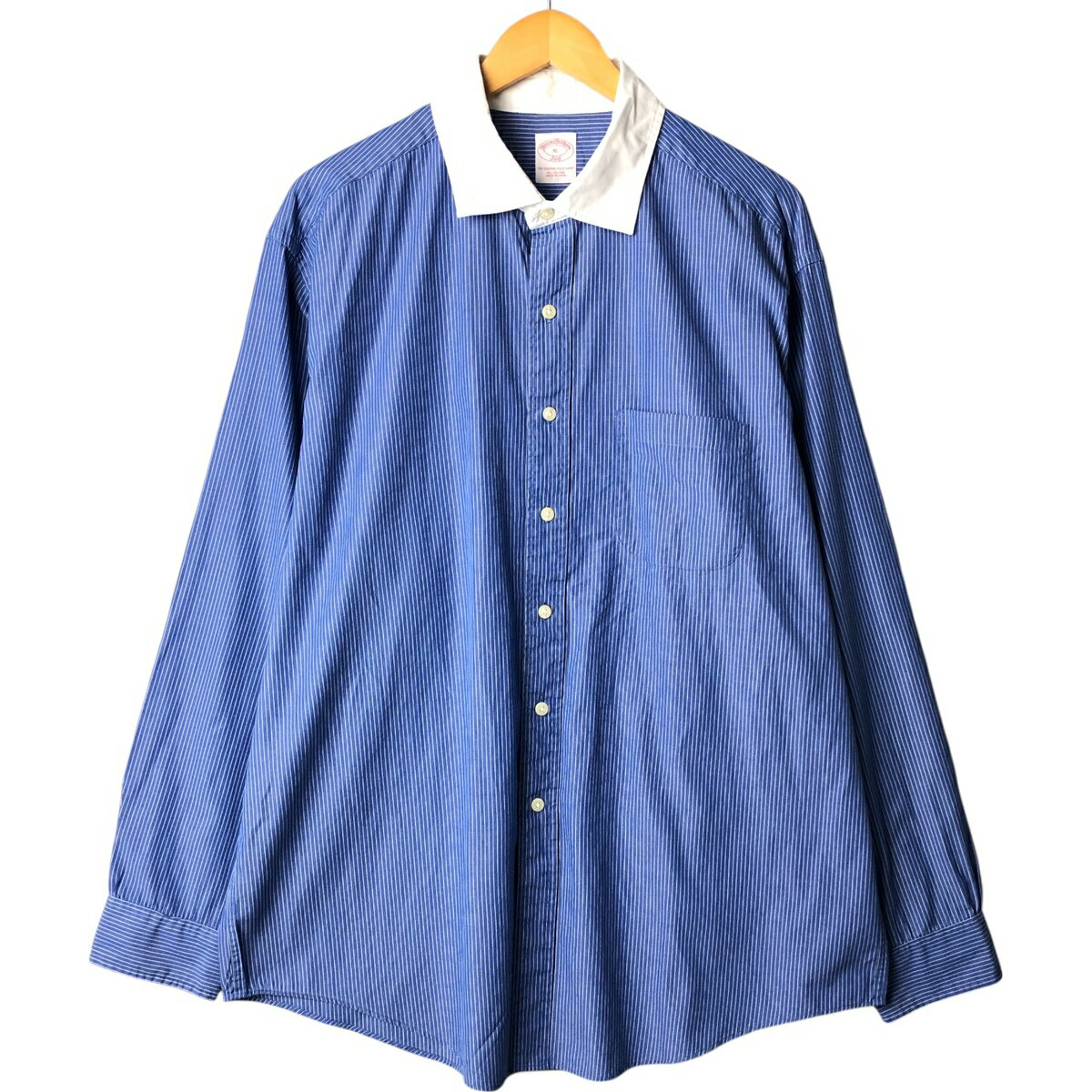 古着 ブルックスブラザーズ Brooks Brothers 346 ワイドカラー ストライプ柄 クレリックシャツ メンズXL相当 /eaa566941 【中古】 【25..