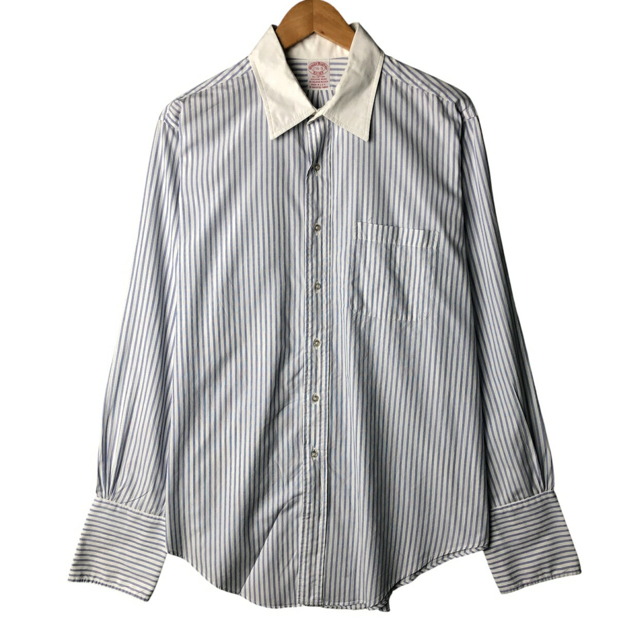 樂天商城 - 古着 ブルックスブラザーズ Brooks Brothers Est.1818 ストライプ柄 ワイドカラー クレリックシャツ USA製 メンズXL相当 /eaa566954 【中古】 【250728】 【SS2603_30】