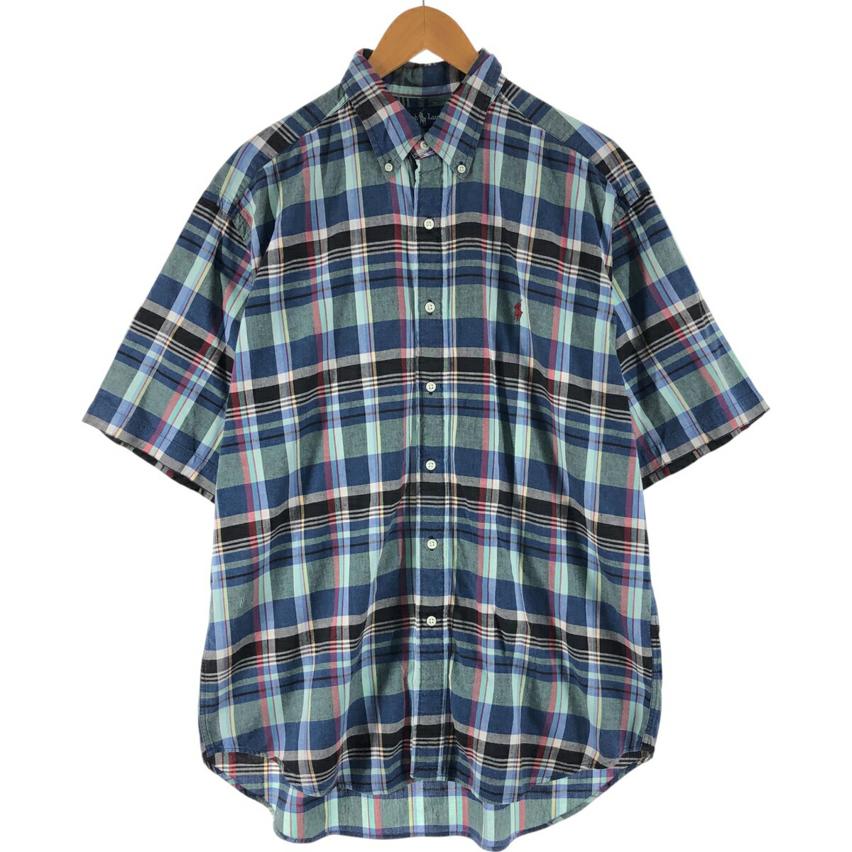 Rakuten - 古着 ラルフローレン Ralph Lauren BLAKE 半袖 ボタンダウン チェックシャツ メンズL相当 /eaa567004 【中古】 【250713】 【SS2606_10