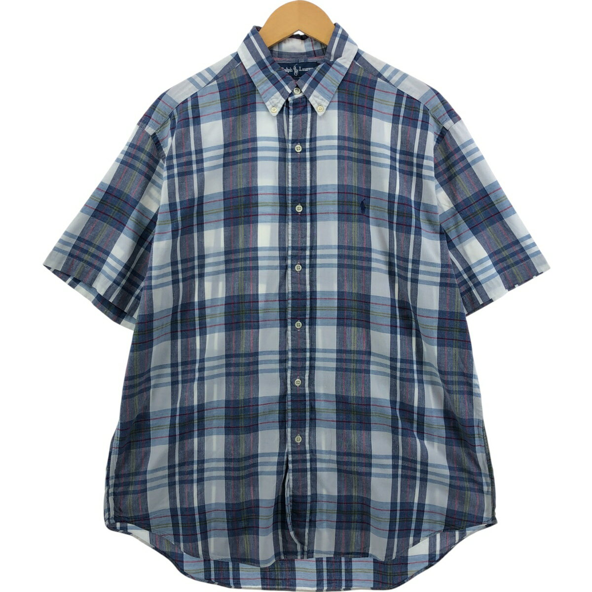 樂天商城 - 古着 ラルフローレン Ralph Lauren BLAKE 半袖 ボタンダウン チェックシャツ メンズL相当 /eaa567007 【中古】 【250713】