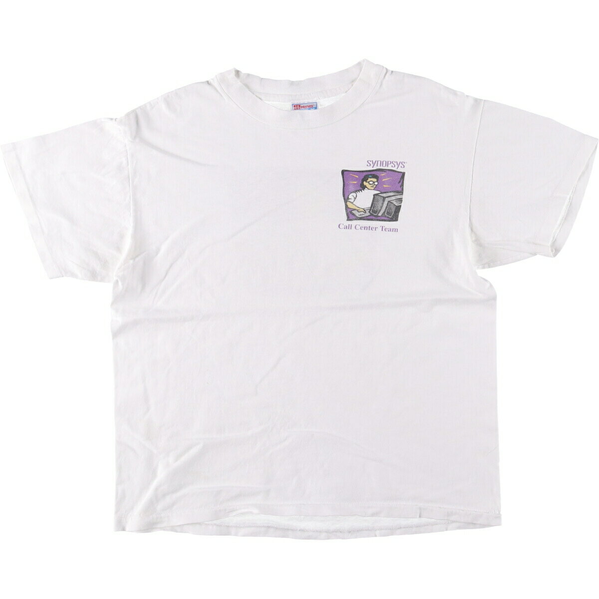 古着 90'S ヘインズ Hanes SYNOPSYS シノプシス BEEFY-T アドバタイジングTシャツ USA製 メンズL相当 /eaa567233 【中古】 【250726】