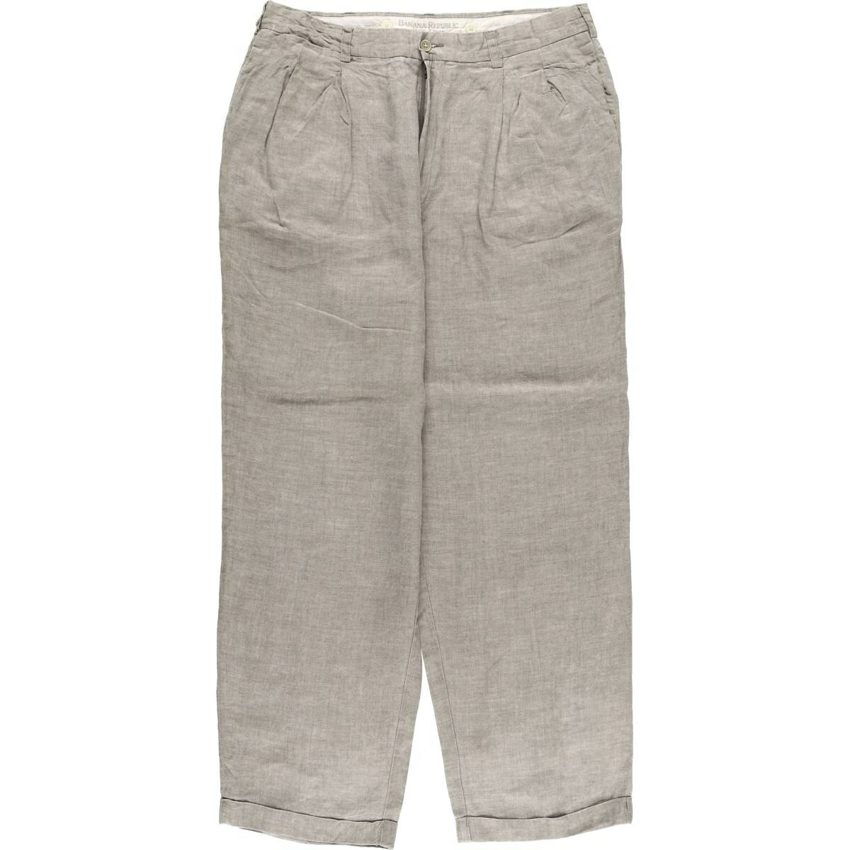 古着 バナナリパブリック BANANA REPUBLIC ツータック リネンパンツ スラックス メンズw35相当 /eaa567600 【中古】 【250801】