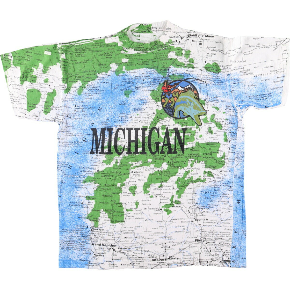 古着 地図柄 オールオーバープリント スーベニアTシャツ メンズM相当 ヴィンテージ /eaa568557   【SS2606_30