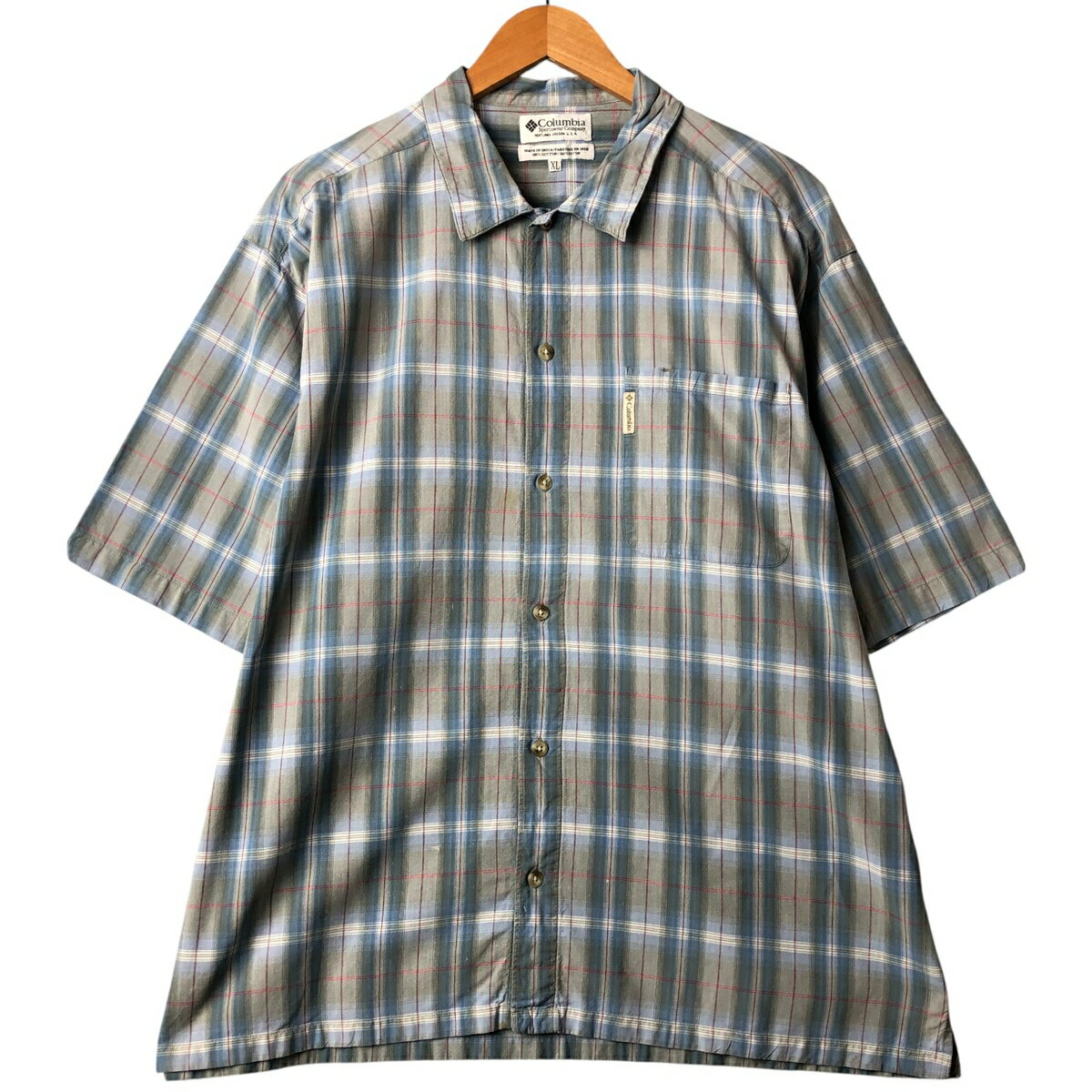 古着 90~00'S コロンビア Columbia 半袖 コットン チェックシャツ ボックスシャツ メンズXL相当 ヴィンテージ /eaa568954   【SS2606_30