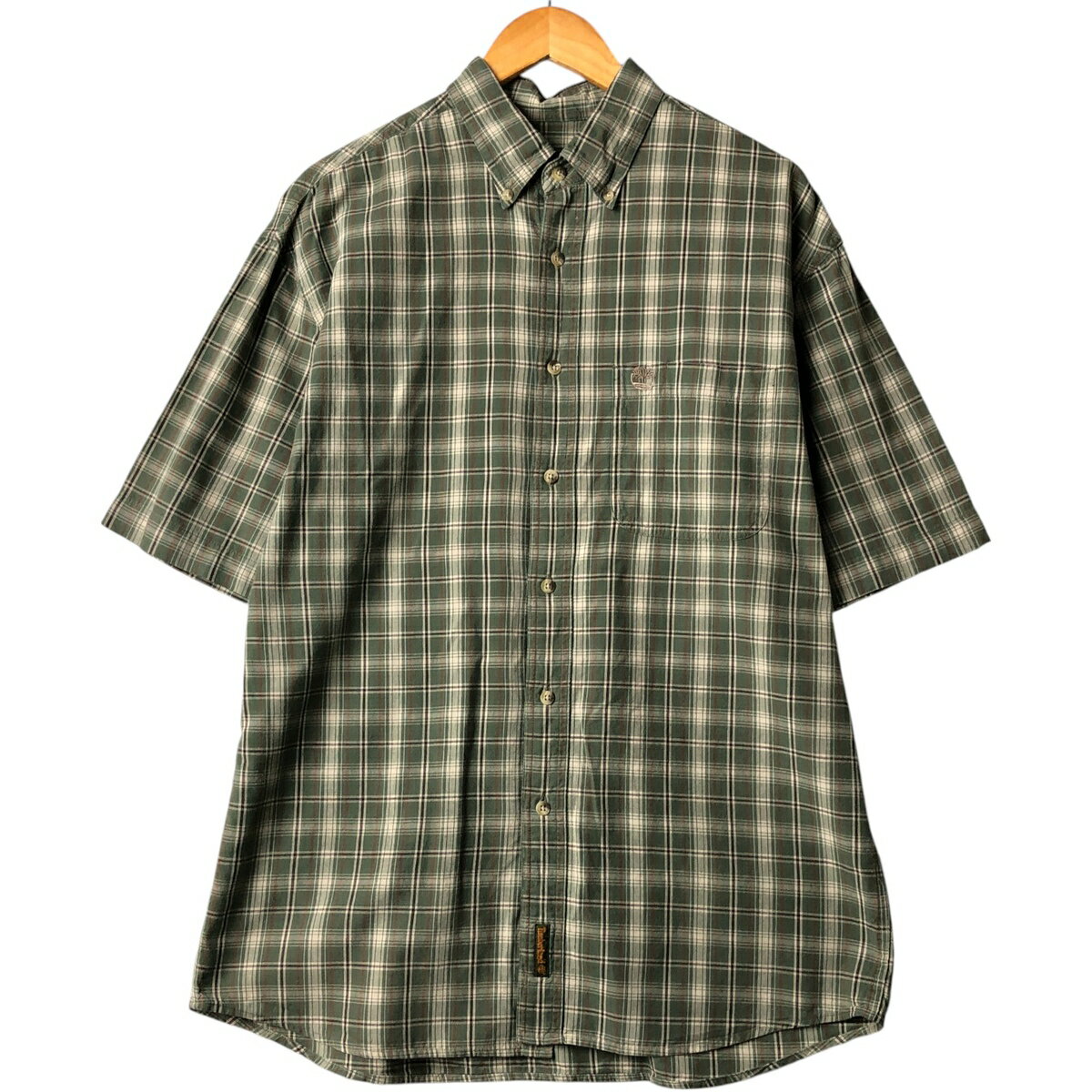 【O48】Timberland 半袖シャツ BDシャツ チェック メンズ XL O48】Timberland 半袖シャツ BDシャツ チェック メンズ XL