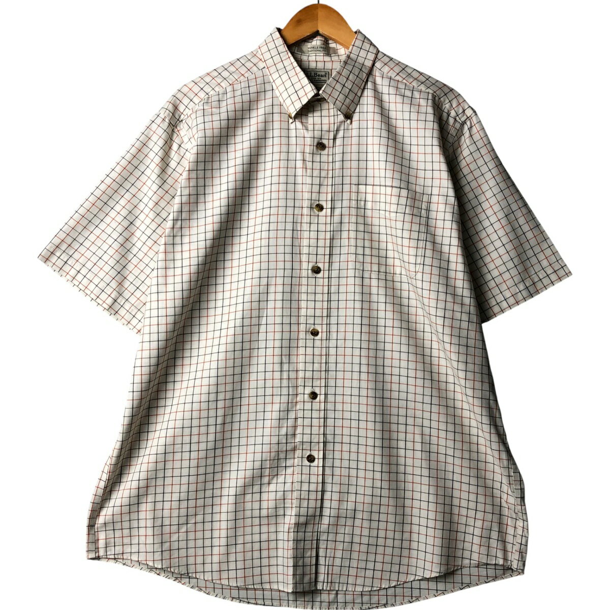 古着 90~00'S エルエルビーン L.L.Bean WRINKLE FREE TRADITIONAL FIT 半袖 ボタンダウン チェックシャツ メンズL相当 ヴィンテージ /eaa568970   【SS2606_30
