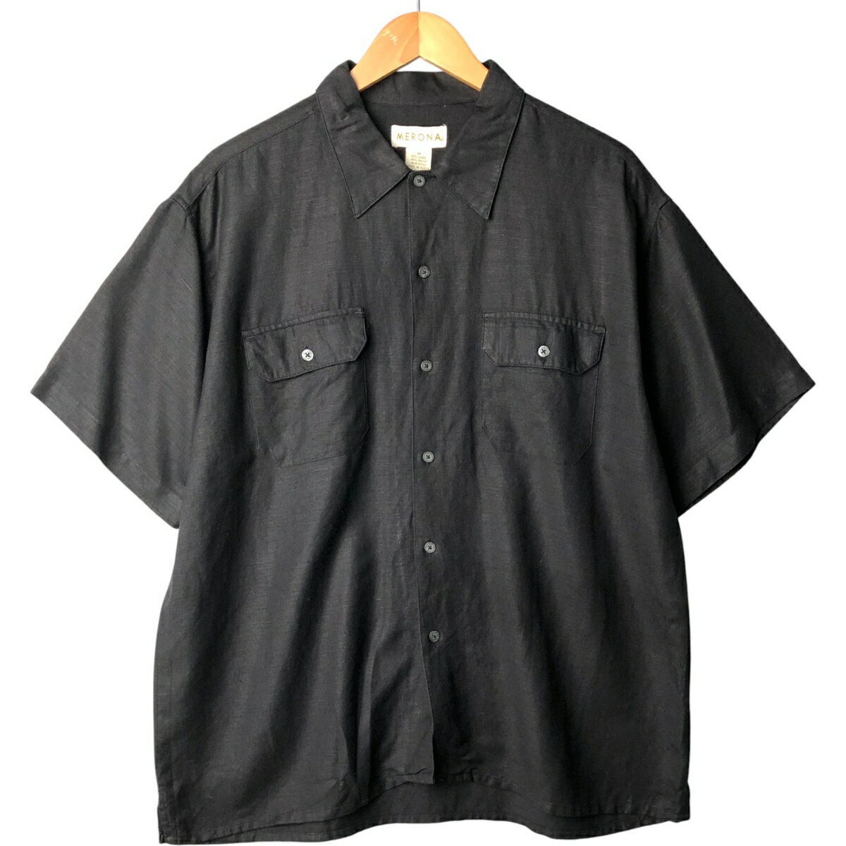 古着 MERONA 半袖 リネン×レーヨンシャツ ボックスシャツ メンズM相当 /eaa568972   【SS2606_30