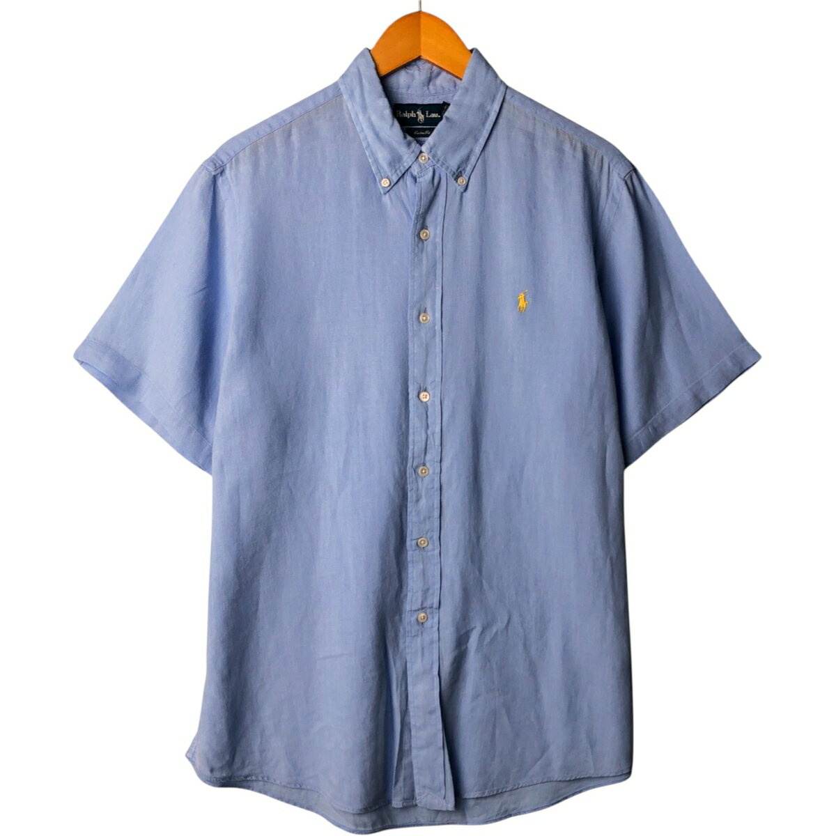 古着 ラルフローレン Ralph Lauren CUSTOM FIT 半袖 リネン ボタンダウンシャツ メンズL相当 /eaa568973   【SS2606_10
