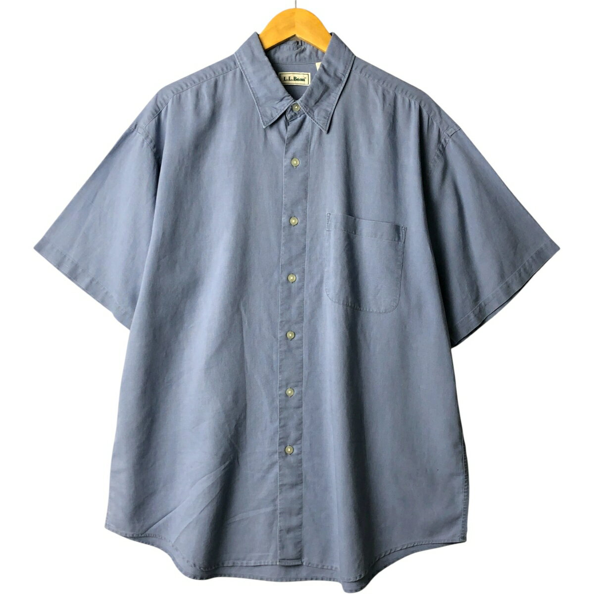 古着 90~00'S エルエルビーン L.L.Bean 半袖 リネン 隠しボタンダウンシャツ メンズL相当 /eaa568974   【SS2606_30