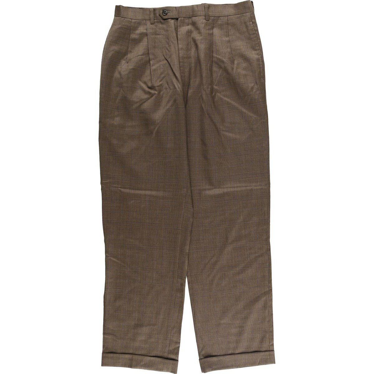 Rakuten - 古着 ラルフローレン Ralph Lauren POLO RALPH LAUREN ツータック グレンチェック ウールパンツ スラックス メンズw33相当 /eaa569289 【中古】 【251117】 ブラウン系 春夏秋冬