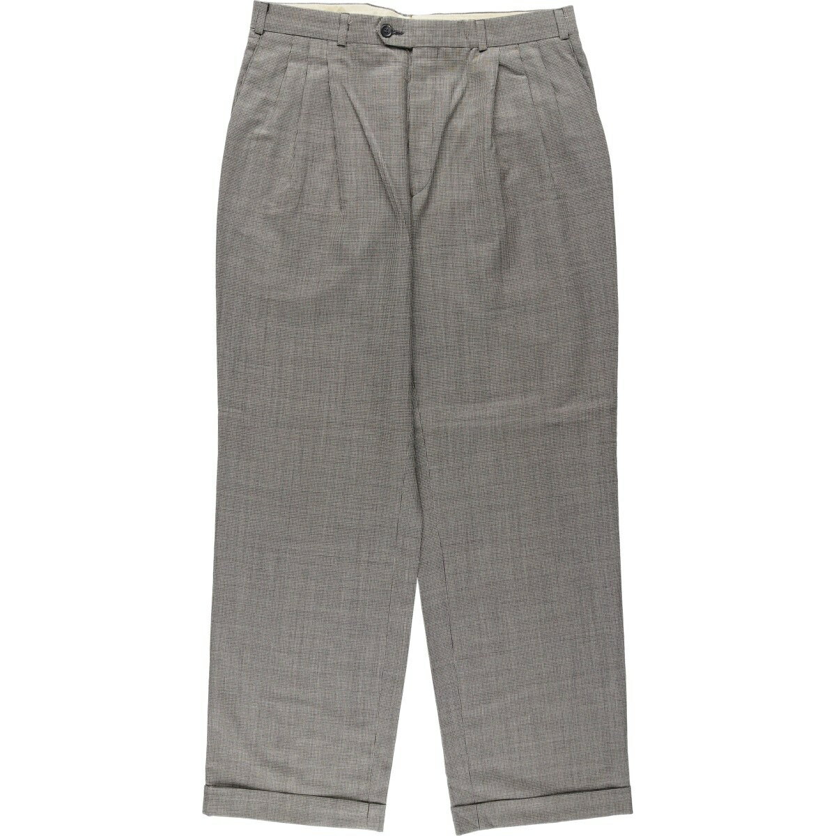 樂天商城 - 古着 チェック柄 千鳥格子柄 スリータック スラックス ワイドパンツ メンズw34相当 /eaa569431 【中古】 【260406】