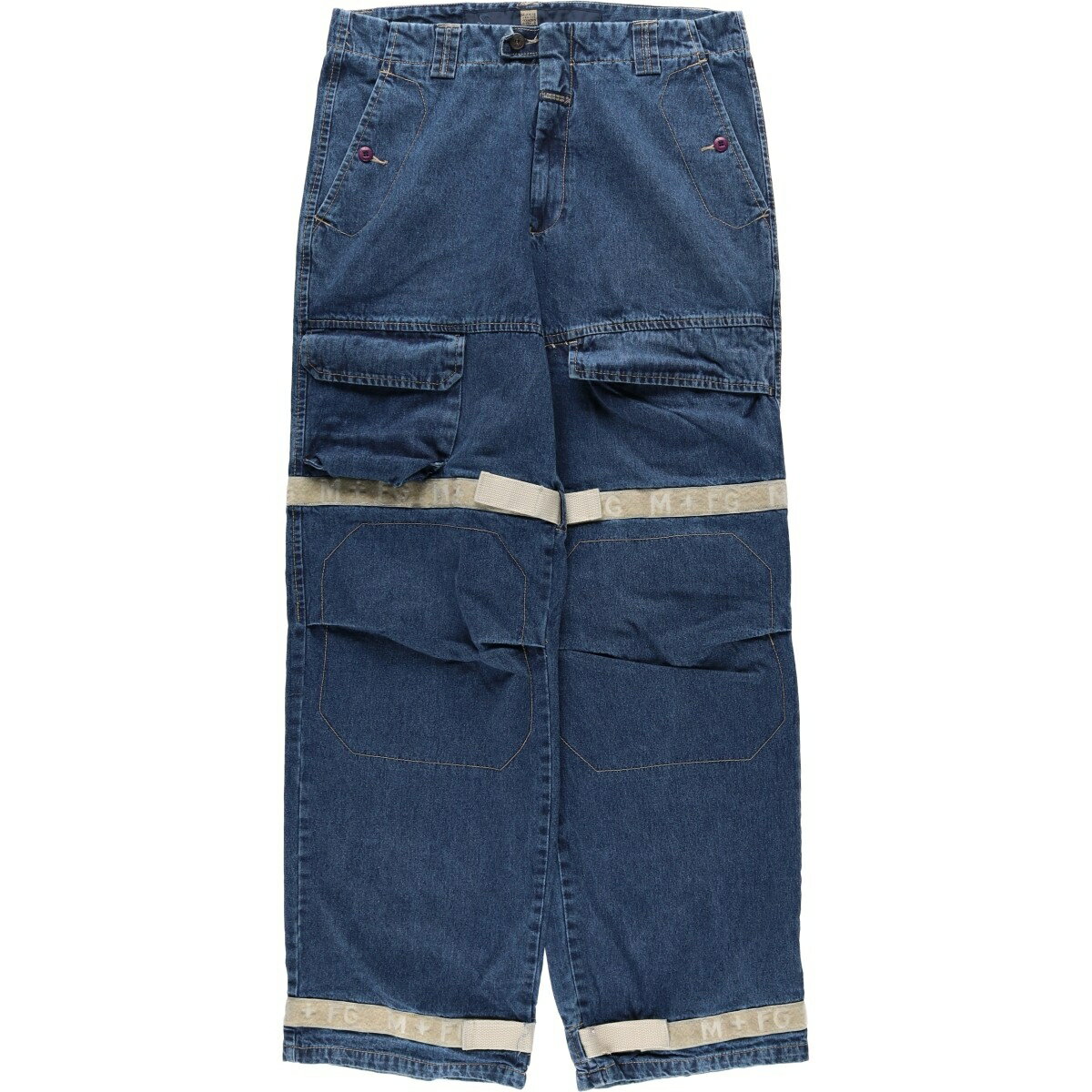 Rakuten - 古着 マリテフランソワジルボー MARITHE FRANCOIS GIRBAUD テープ付き シャトルパンツ ストレートデニムパンツ メンズw35相当 /eaa569533 【中古】 【260404】