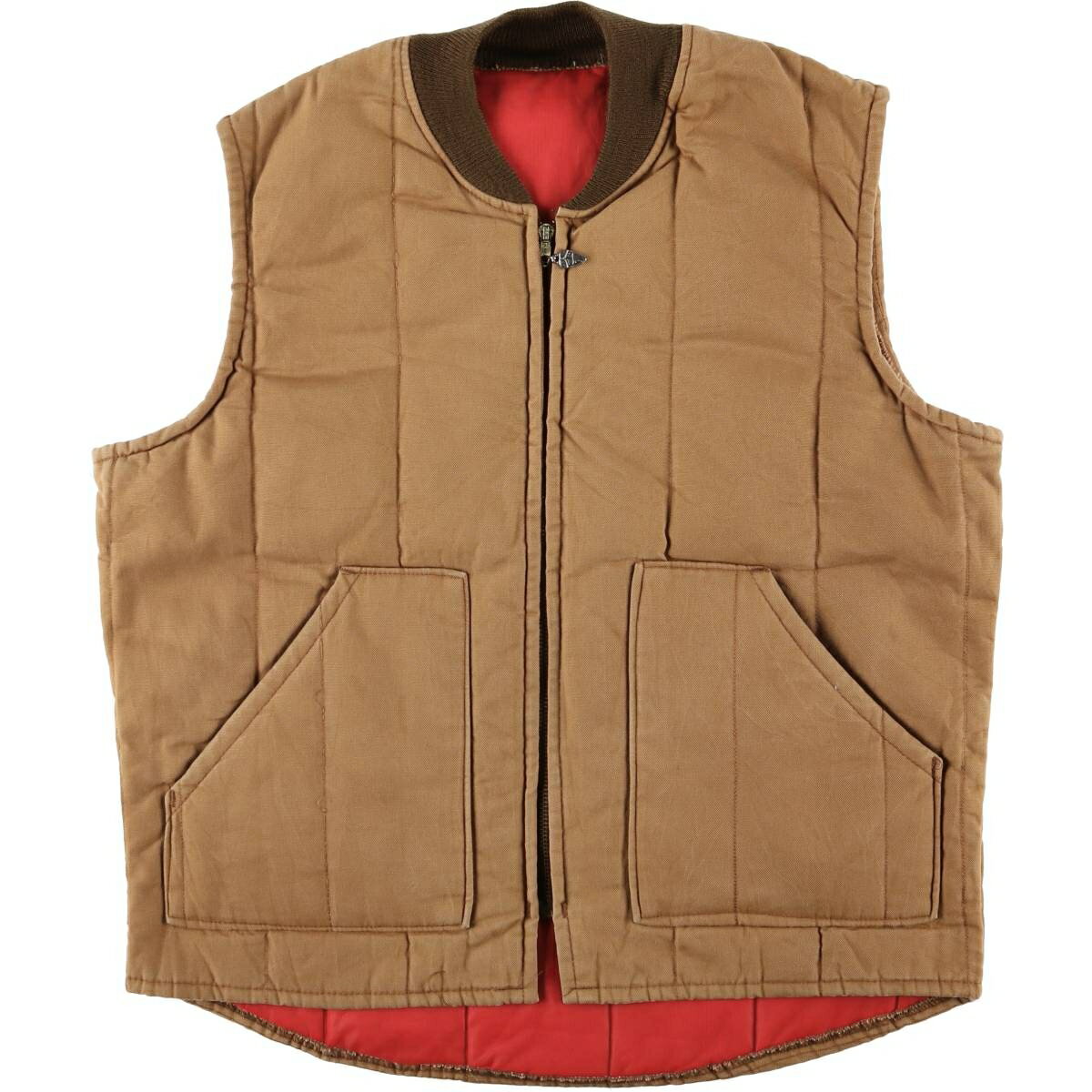 Rakuten - 古着 中綿入り ダックベスト メンズXL相当 ヴィンテージ /eaa569979 【中古】 【251019】 【SS2603_10】 イエロー系 春秋冬