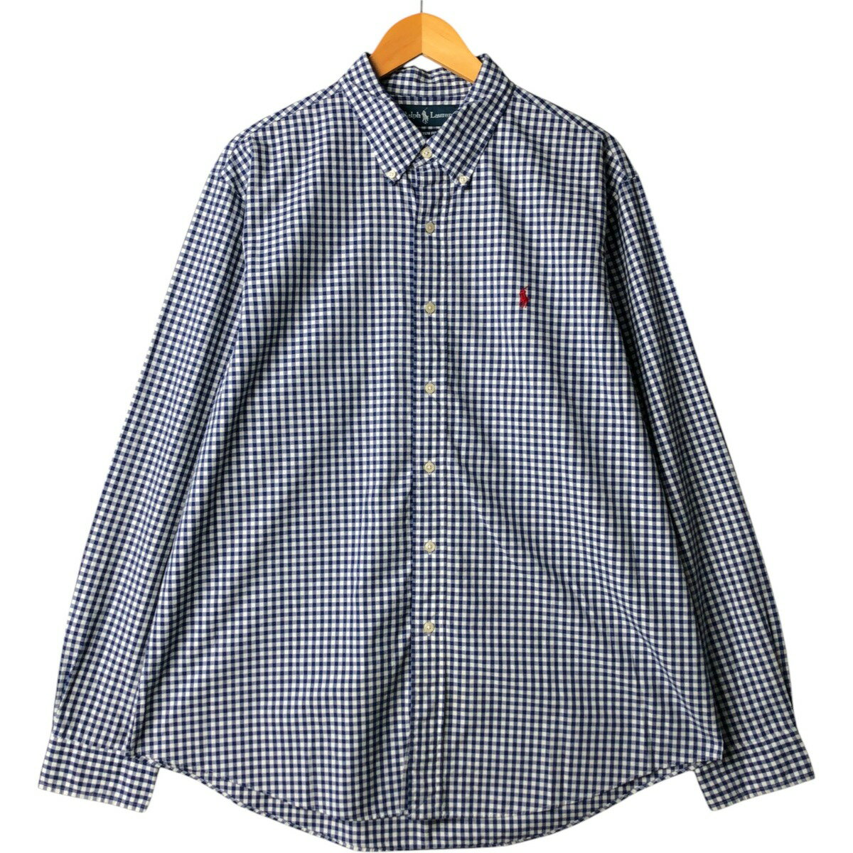 Casual Shirts - 古着 ラルフローレン Ralph Lauren CUSTOM FIT ギンガムチェック 長袖 ボタンダウンチェックシャツ メンズXL相当 /eaa570112 【中古】 【250721】 【SS2603_10】 ホワイト系 春夏秋冬