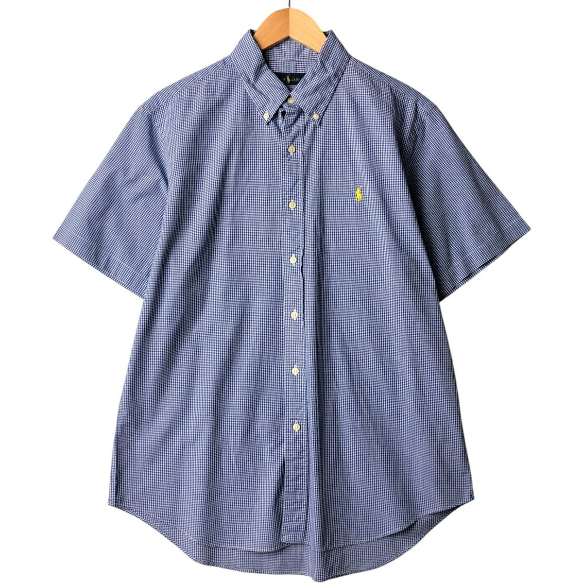 古着 ラルフローレン Ralph Lauren POLO RALPH LAUREN ギンガムチェック 半袖 ボタンダウン チェックシャツ メンズL相当 /eaa570194 【中古】 【250721】 ブルー系 春夏