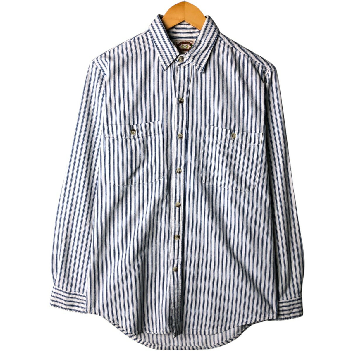 古着 80'S バナナリパブリック BANANA REPUBLIC 長袖 コットンストライプシャツ USA製 メンズM相当 ヴィンテージ /eaa570359 【中古】 【250810】