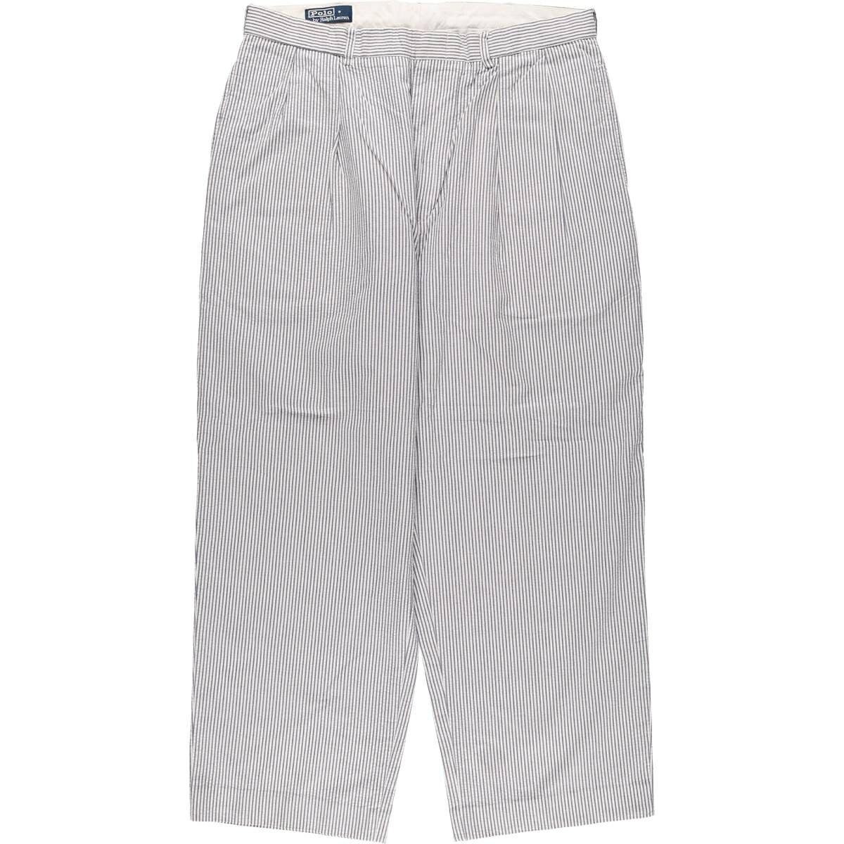 樂天商城 - 古着 ラルフローレン Ralph Lauren POLO by Ralph Lauren ストライプ柄 シアサッカー ツータック コットン スラックスパンツ メンズw35相当 /eaa570618 【中古】 【250802】 【SS2603_10】