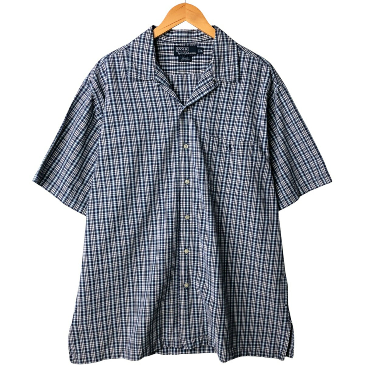 Rakuten - 古着 ラルフローレン Ralph Lauren POLO by Ralph Lauren チェック柄 半袖 オープンカラー コットンシャツ メンズXL相当 ボックスシャツ /eaa570811 【中古】 【250727】