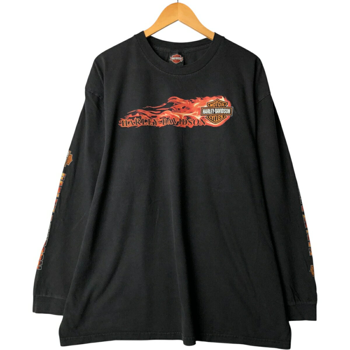 圆领 - 古着 00'S ハーレーダビッドソン Harley-Davidson ファイヤーパターン ロングTシャツ ロンT メンズXXL相当 /eaa570921 【中古】 【250727】 【SS2603_30】