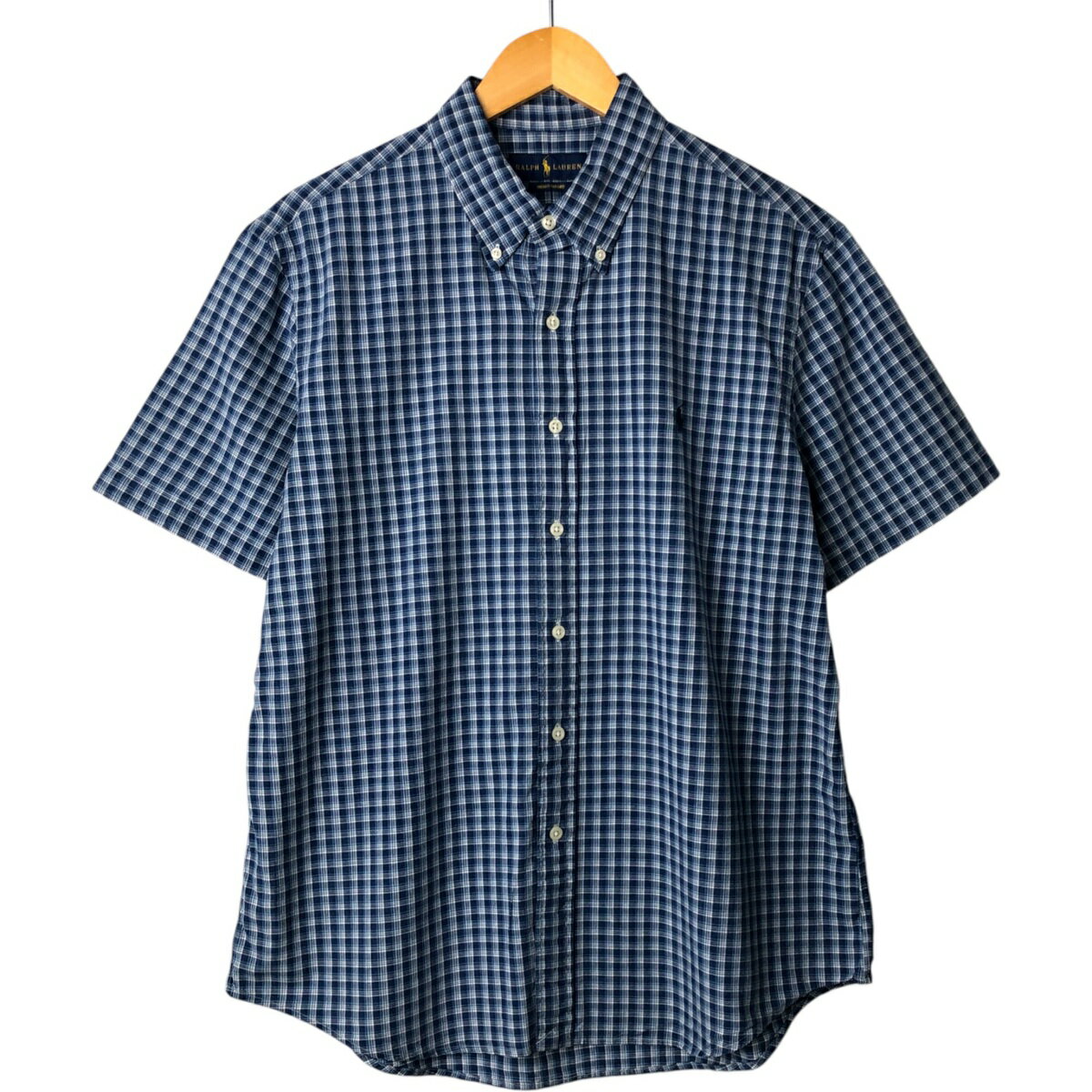 Rakuten - 古着 ラルフローレン Ralph Lauren INDIGO OXFORD 半袖 ボタンダウン チェックシャツ メンズL相当 /eaa570943 【中古】 【250726】 【SS2606_10